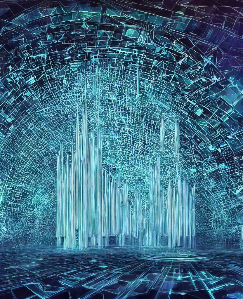 Image similar to techno - spiritual utopian cathedral, perfect future, award winning digital art