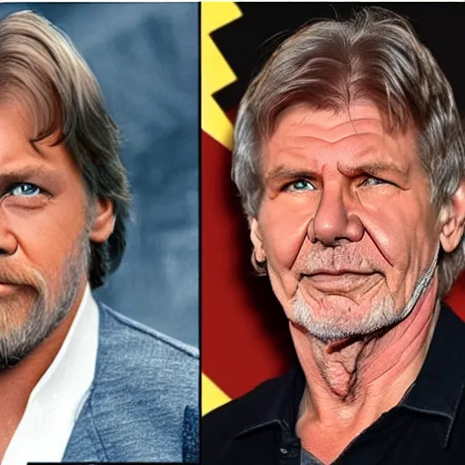 Image similar to mark hamill mixed with harrison ford