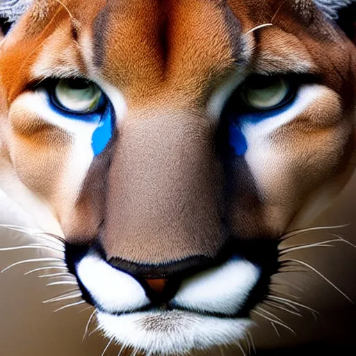 Image similar to a profile photo of a cougar head blue white