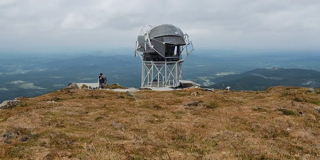 Prompt: stunning landscape of an observatory on a mountain by brian k. vaughan