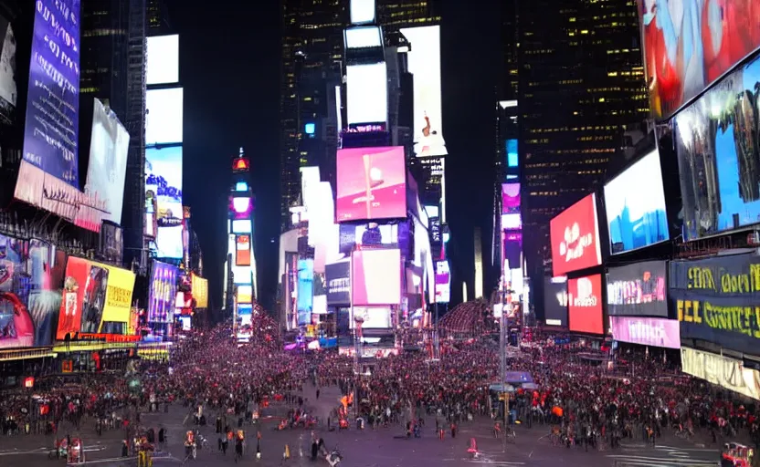 Image similar to power outage in Times Square, ominous