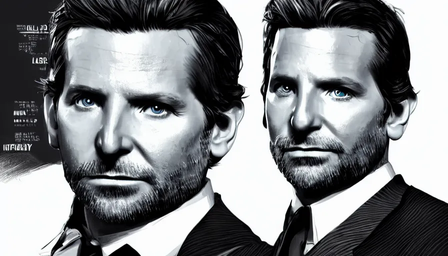 Prompt: Bradley Cooper is James Bond, hyperdetailed, artstation, cgsociety, 8k