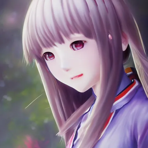 Image similar to ultra-detailed, HD semirealistic anime CG concept art digital painting of a Japanese schoolgirl, by a Chinese artist at ArtStation, by Huang Guangjian, Fenghua Zhong, Ruan Jia, Xin Jin and Wei Chang. Realistic artwork of a Chinese videogame, gentle an harmonic colors.