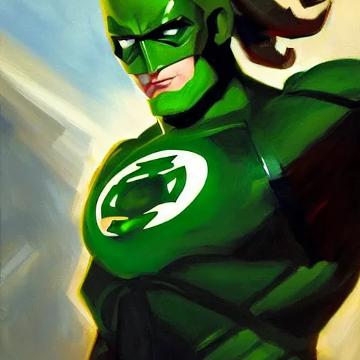 Prompt: greg manchess portrait painting of green lantern as overwatch character, medium shot, asymmetrical, profile picture, organic painting, sunny day, matte painting, bold shapes, hard edges, street art, trending on artstation, by huang guangjian and gil elvgren and sachin teng