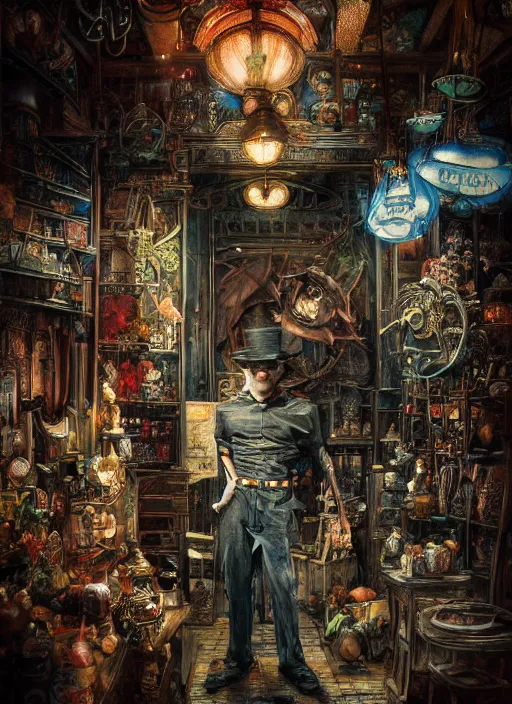 Image similar to portrait, Mr Magoriums Wonder Emporium, watercolor, dramatic lighting, cinematic, establishing shot, extremely high detail, foto realistic, cinematic lighting, pen and ink, intricate line drawings, by Yoshitaka Amano, Ruan Jia, Kentaro Miura, Artgerm, post processed, concept art, artstation, matte painting, style by eddie mendoza, raphael lacoste, alex ross