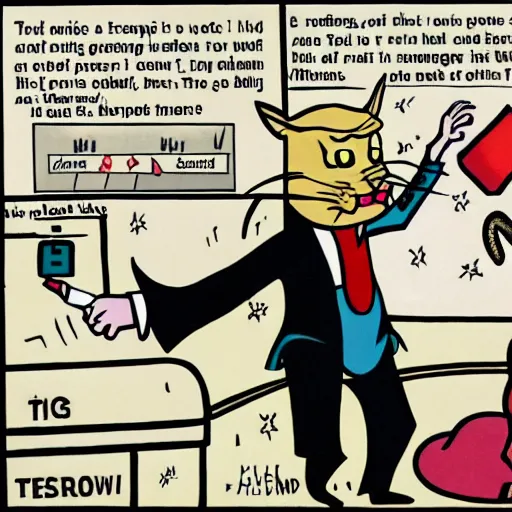 Image similar to donald trump as a cat in the comic maus by art spiegelman