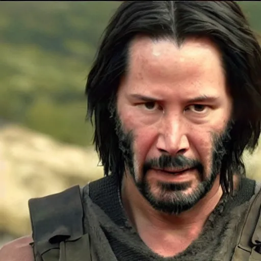 Prompt: Keanu Reeves In planet of the apes Very detailed 4K quality Super Realistic