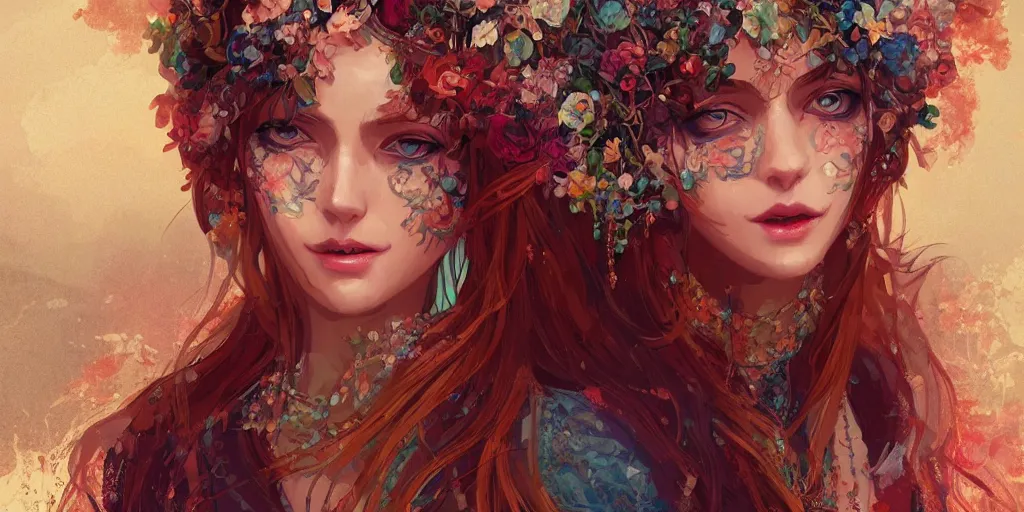 Image similar to a beautiful bohemian girl, intricate, highly detailed, digital painting, digital portrait, rich vivid colors, ambient lighting, sharp focus, official media, anime key visual, concept art, illustration, art by wlop