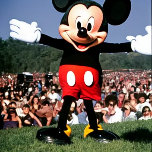 Image similar to mickey mouse performing at woodstock