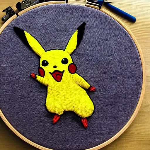 Image similar to an embroidery Pikachu