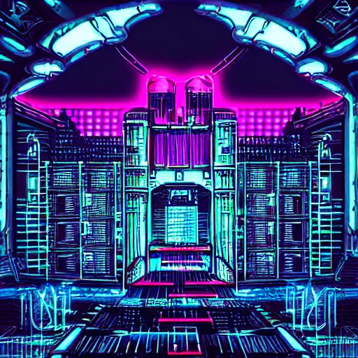 Image similar to Cyberpunk Castle, neon art, cyberwave