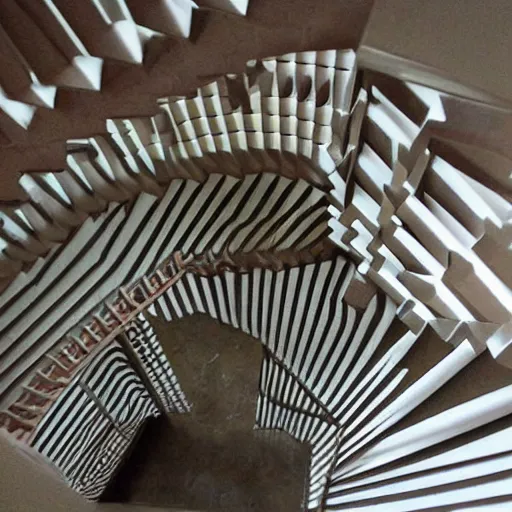 Prompt: infinite staircase, mc escher, origami style