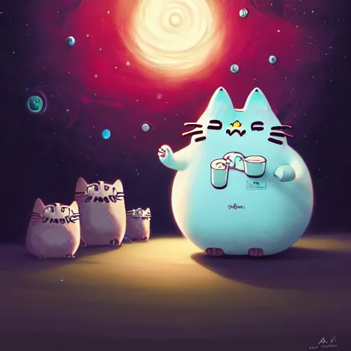 Image similar to an cosmic horror lithograph of pusheen, by stanley artgerm lau, wlop, rossdraws, james jean, andrei riabovitchev, marc simonetti, and sakimichan, tranding on artstation