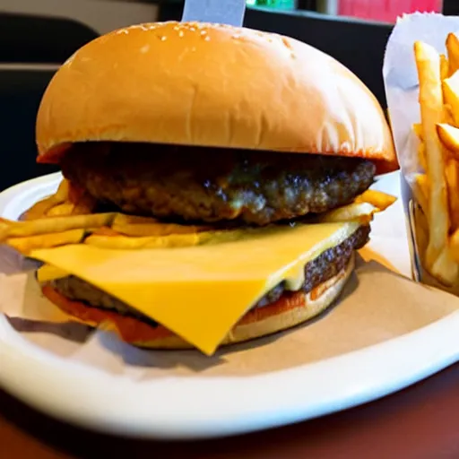 Image similar to cheese burger with fries