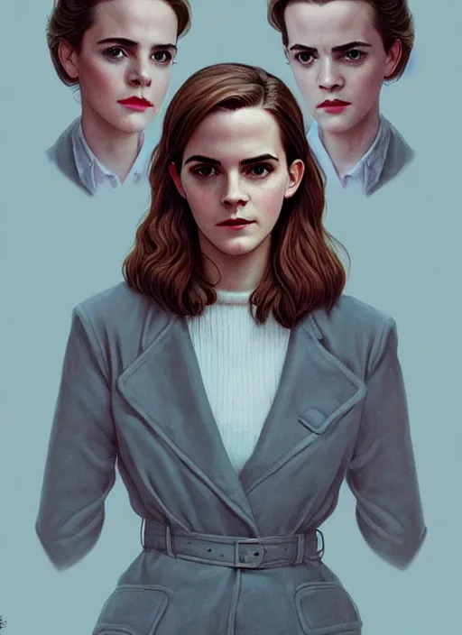 Image similar to twin peaks movie poster art, portrait of emma watson, from scene from twin peaks, clean, simple illustration, nostalgic, domestic, highly detailed, digital painting, artstation, concept art, smooth, sharp focus, illustration, artgerm, donato giancola, joseph christian leyendecker, wlop