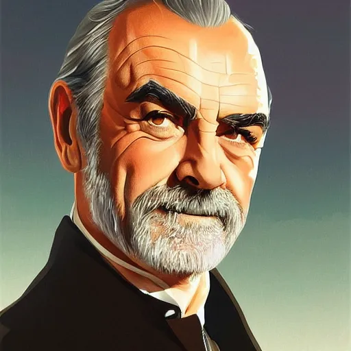 Prompt: portrait from a handsome sean connery by artist kuvshinov ilya