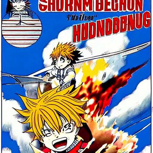 Prompt: shonen manga of the hindenburg disaster
