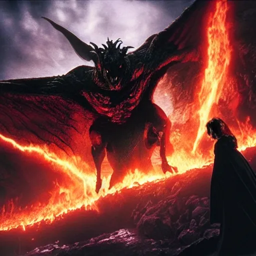 Image similar to Harry Potter battles the Balrog of Morgoth