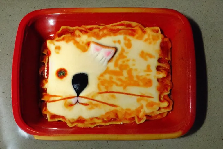 Image similar to cat made out of lasagna