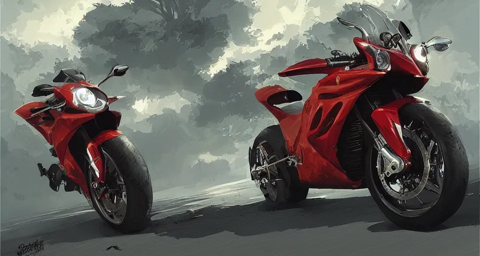 Image similar to superbike by ferrari, digital art,ultra realistic,ultra detailed,art by greg rutkowski