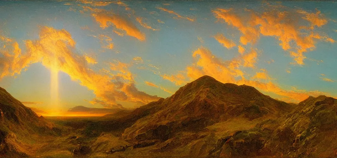 Prompt: Heaven-banned for sins against God by Frederic Edwin Church