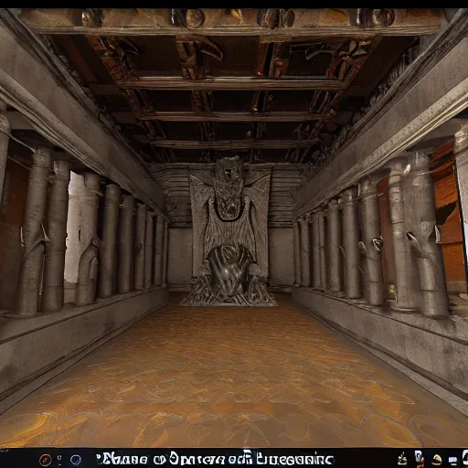 Image similar to the spare wolf in the center of the throne room of ancient aztec chieftan, epic ancient knowledge, by h. r. giger, unreal engine,