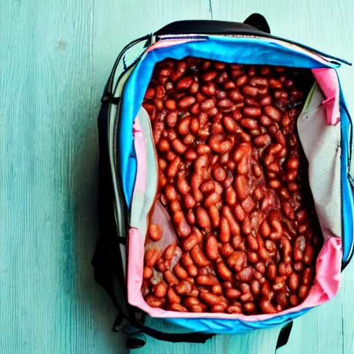 Image similar to a backpack full of baked beans