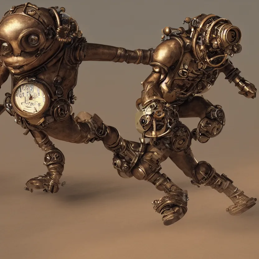 Image similar to Steampunk sloth running. 4k, octane render, realistic, trending on artstation