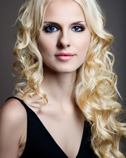 Image similar to headshot Beautiful young woman with long blonde hair, flirting expression, wearing a camisole, octane, arney freytag, Glamorous pose, 8k