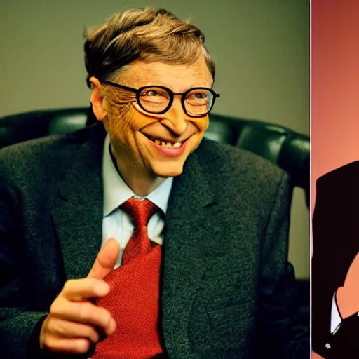 Image similar to bill gates as mr. bean as the joker from batman, still from batman vs bean, 2 0 2 0