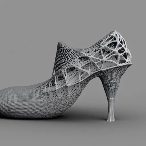 Image similar to 3d printed shoes, 3d rendering