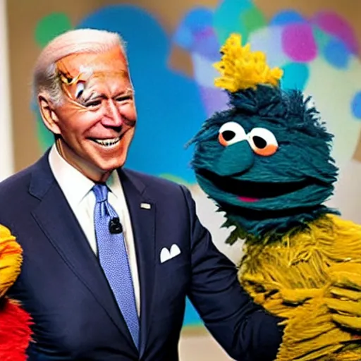 Image similar to joe biden in sesame street