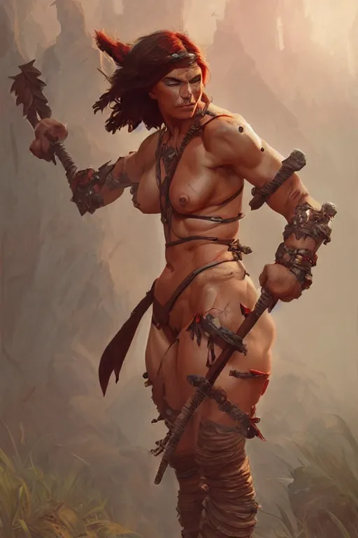 Prompt: barbarian woman, accurate anatomy, only two hands, highly detailed, digital painting, artstation, concept art, smooth, sharp focus, illustration, Unreal Engine 5, 8K, art by ross tran and greg rutkowski and alphonse Mucha