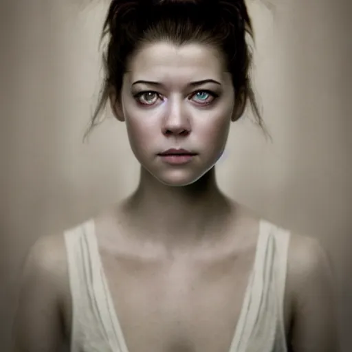 Image similar to a masterpiece portrait photo of a beautiful young woman who looks like a demonic mary elizabeth winstead, symmetrical face