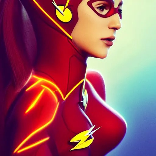 Prompt: an octane render of ariana grande as the flash, digitalart, photorealistic, by Waya Steurbaut entertainment, cinematic, inspiring, hot, sexy, epic, trending on artstation