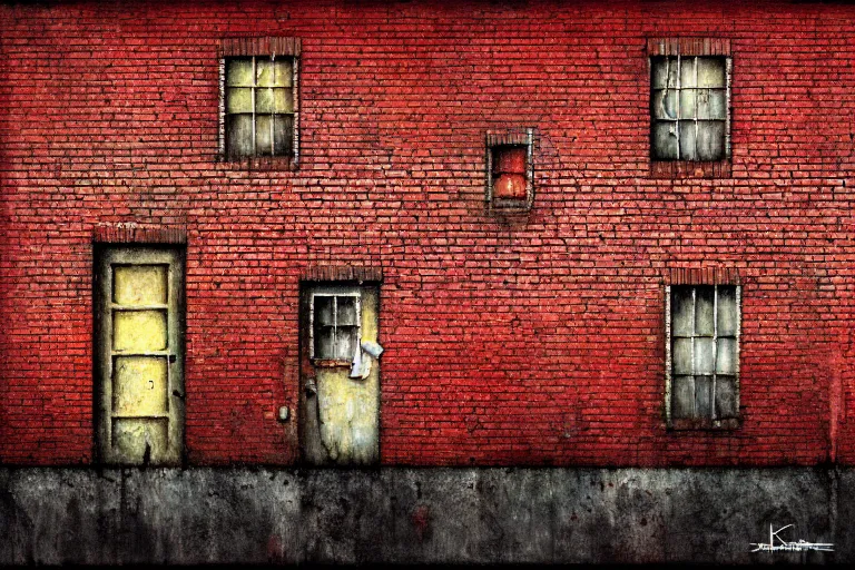 Prompt: house in the nowhere, abstract colors, red brick style, rule of thirds, shining, by adonna khare, by amir zand, by banksy, digital painting