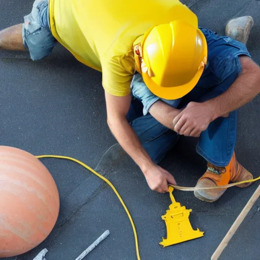 Prompt: Construction worker building the solar system