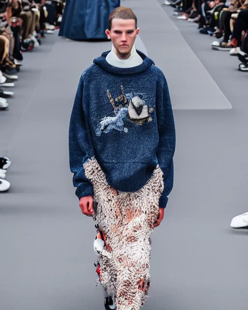 Image similar to hyperrealistic and heavy detailed 2321s POKEMON balenciaga runway show, Leica SL2 50mm, vivid color, high quality, high textured