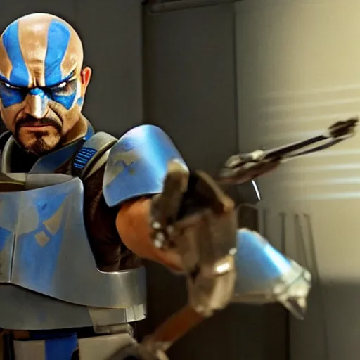 Image similar to temura morrison as captain rex, live action clone wars movie still