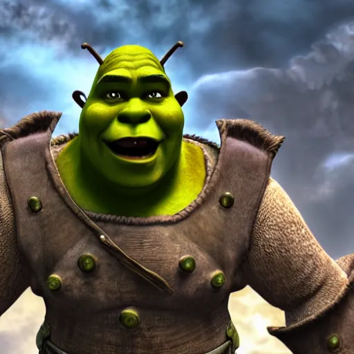 Prompt: Shrek as a FFX JRPG villain octane render 4D Ray Tracing lighting award winning photography