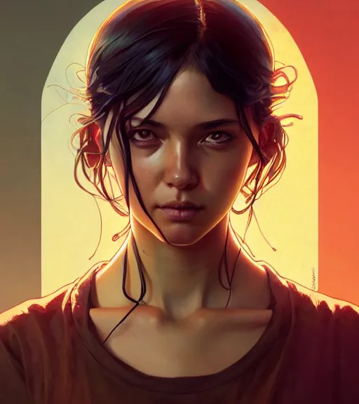 Image similar to symmetry ( clementine from the walking dead portrait ) ultra detailed, intricate, anime, dynamic lighting, digital art, digital painting, art station, wlop, sharp focus, illustration, art by artgerm and greg rutkowski and alphonse mucha