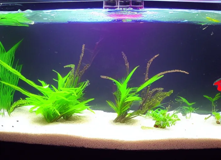 Prompt: neon tetras in my new planted tank