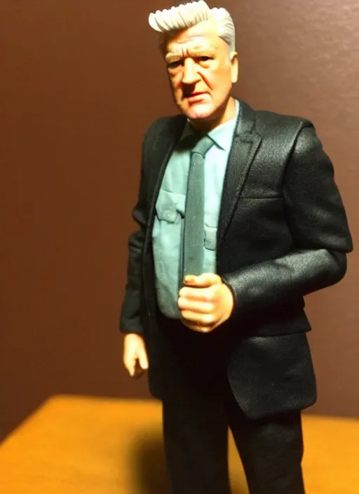 Image similar to david lynch action figure, mint in box, ebay listing