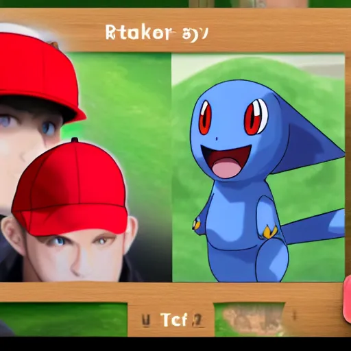 Prompt: New Pokemon design which is actually just a man with a red hat, screenshot, HD