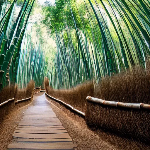 Image similar to round stone path in bamboo forest