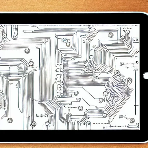 Prompt: gray's anatomy illustration of an ipad complete with detailed circuitry