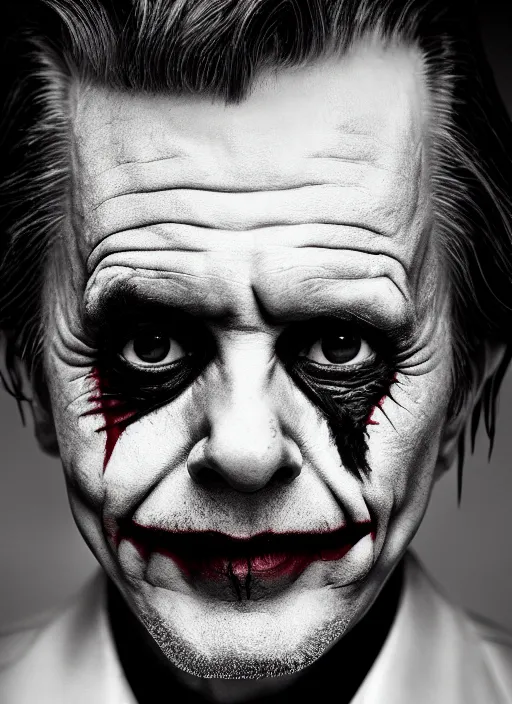 Image similar to photo of Gary Oldman as the Joker by Lee Jeffries, head shot, detailed, award winning, Sony a7R