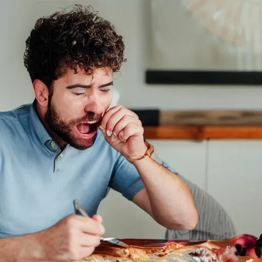 Image similar to the man eating a leqther boot with fork and knife