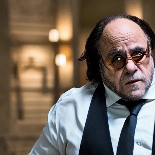 Prompt: A movie still of Danny Devito as John Wick