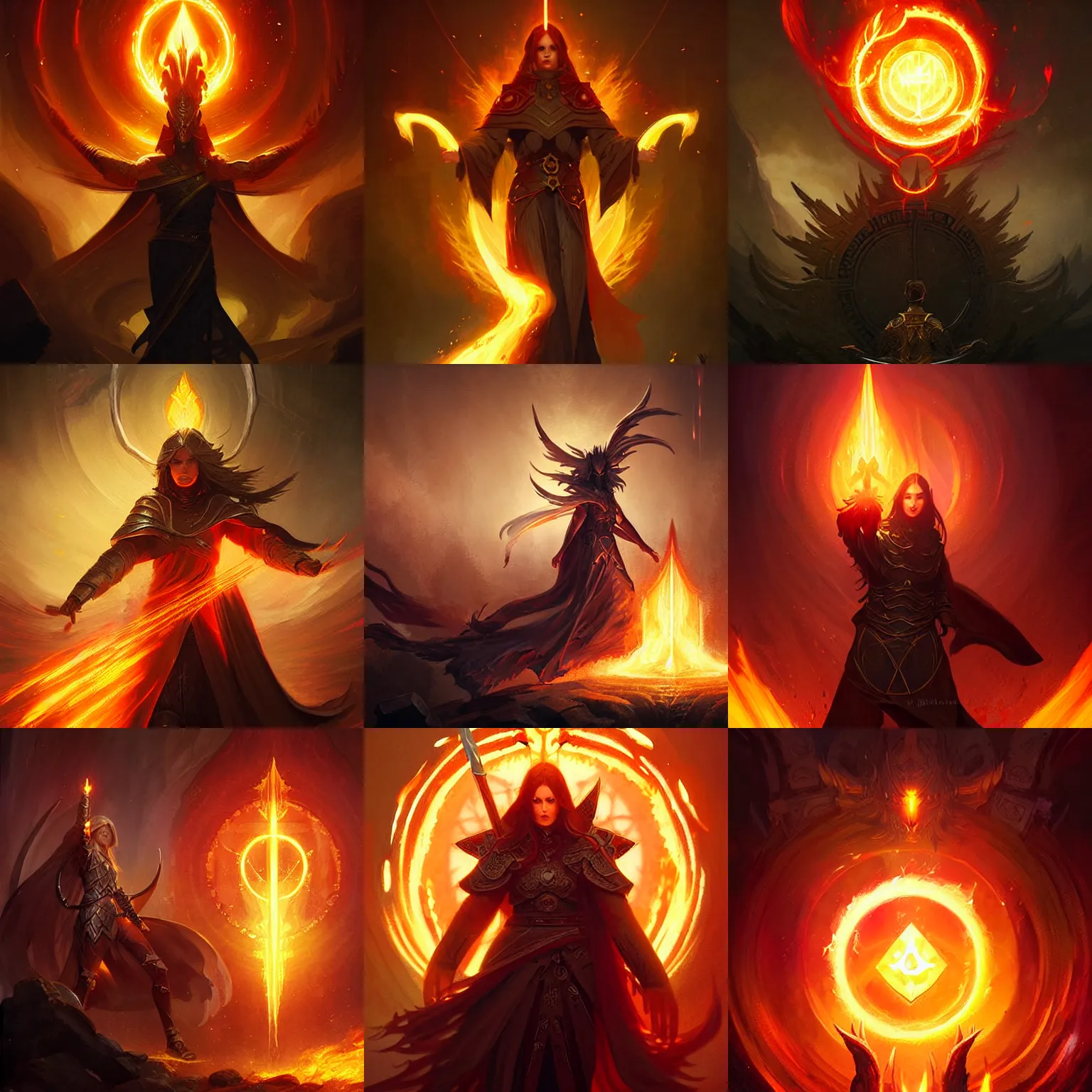Prompt: holy fire spell, paladin spell, digital painting art, elden ring, fantasy game spell symbol, by greg rutkowski